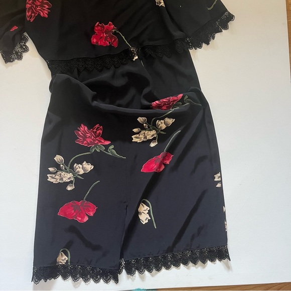 Vintage Carol Anderson Black Floral Two Piece Dress & Jacket set size medium - Picture 3 of 8